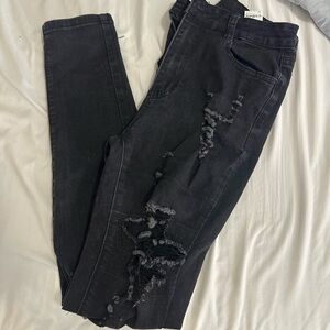 SHEIN Black Distressed Women Jeans